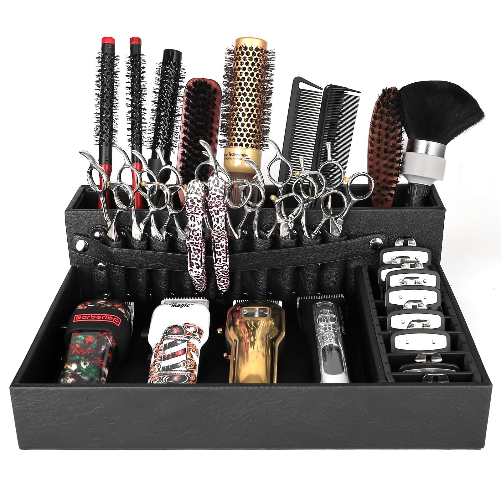 Barber Organizer Tray, 13.9 x 11.2 x 4.4 inch Adjustable Station for Clippers…