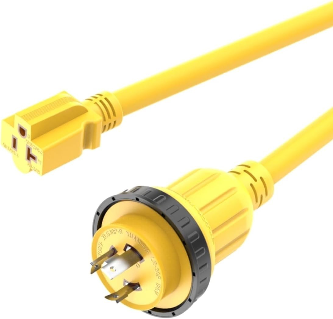 30 Amp L5-30P to 15 Amp 5-15R Marine Shore Power Cord Adapter Pigtail RV Boat