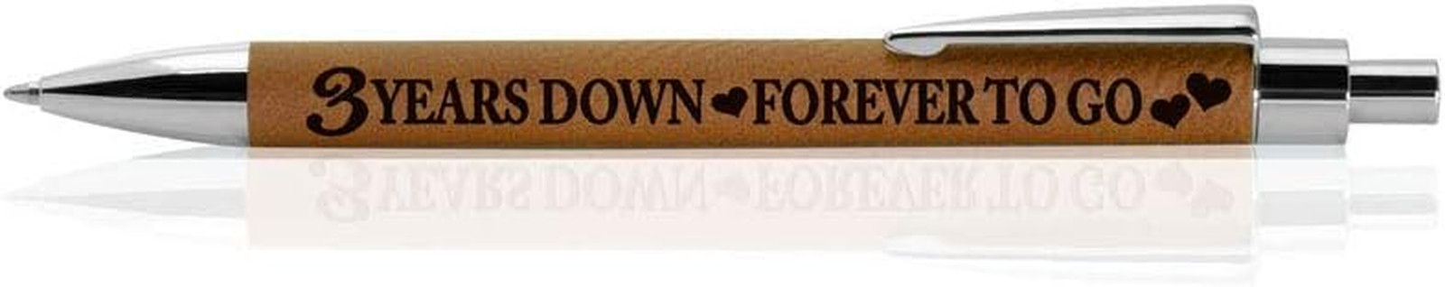 – 3 Years Down, Forever to Go Engraved Leather Pen, Our 3Rd Wedding Anniversary,