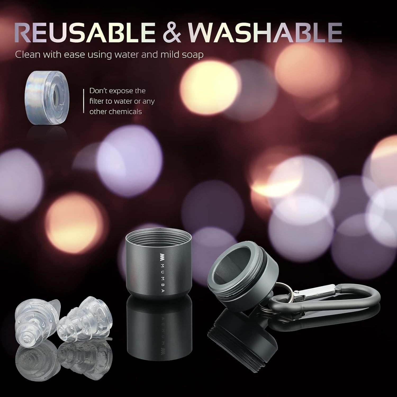 High Fidelity Reusable Ear Plugs 24dB Advanced Filter Technology Ear Protection
