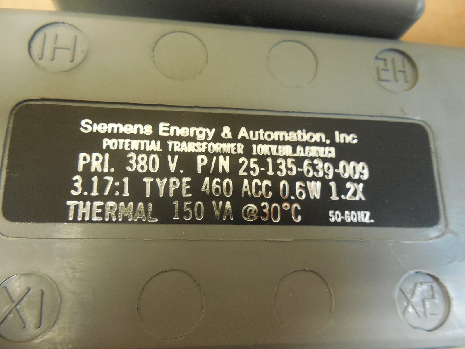 SIEMENS POTENTIAL TRANSFORMER 25-135-639-009 380V VOLT 150VA 150 VA TYPE 460