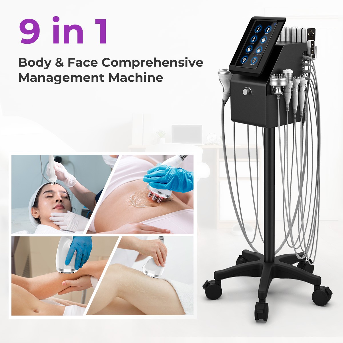 Pro 9 in 1 Beauty Machine Body Massage Facial Skin Care Salon Grade Equipment