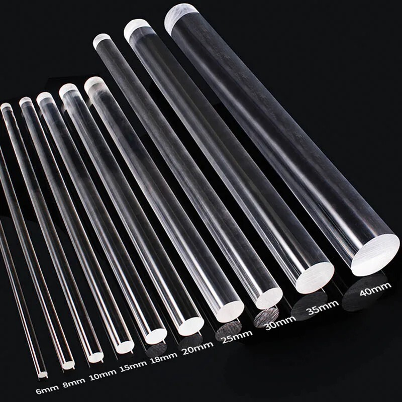 Clear Acrylic Plexiglass Perspex Φ 2mm-100m Round Rod Solid Bar 100mm-500mm Long
