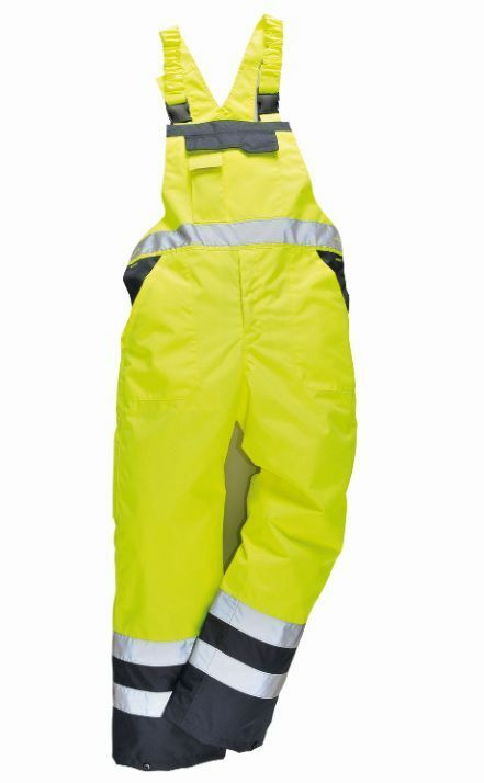 Portwest S489 Reflective Hi-Vis Contrast Quilt Lined Waterproof Bib & Brace ANSI