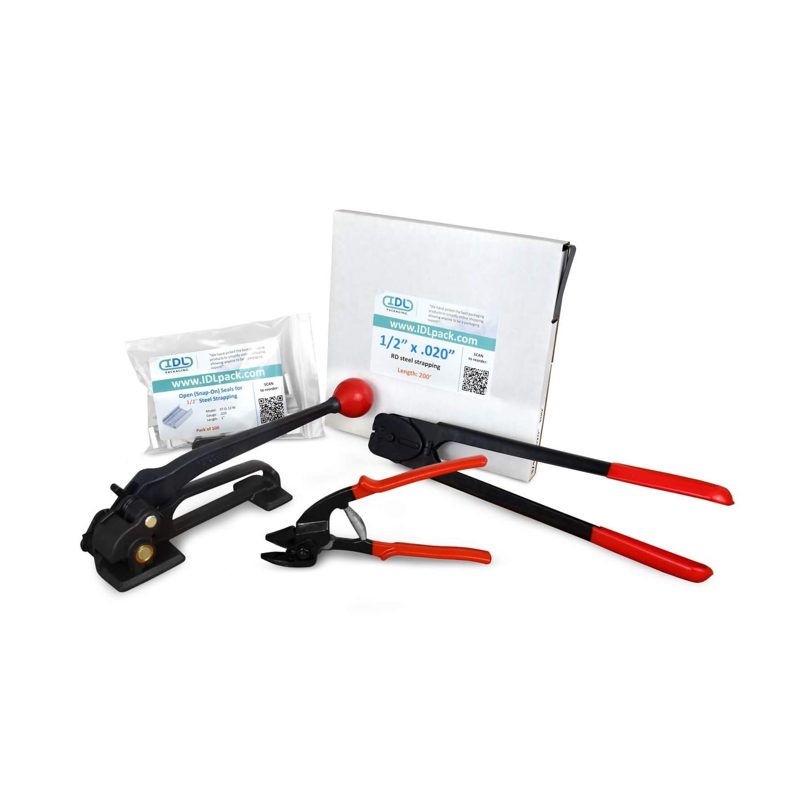 IDL Packaging Portable 1/2″ x 200′ Steel Strapping Kit, 1100 lbs Break Streng…