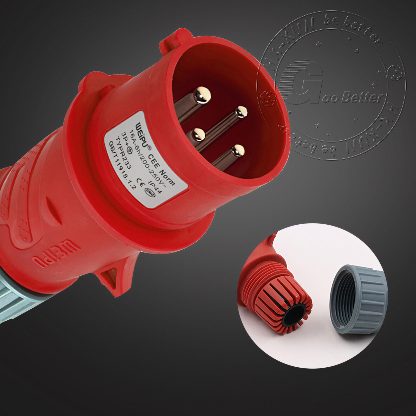 16A 32A 4 PIN RED INDUSTRIAL PLUGS & SOCKETS 3 PHASE 3P+N+E IP44 MALE/FEMALE
