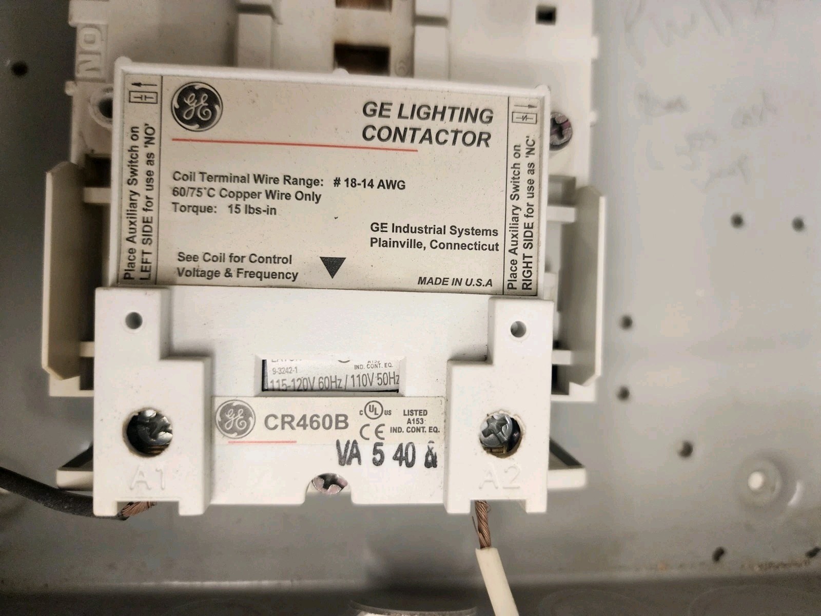 GE Electrically Held Lighting Contactor CR460B.