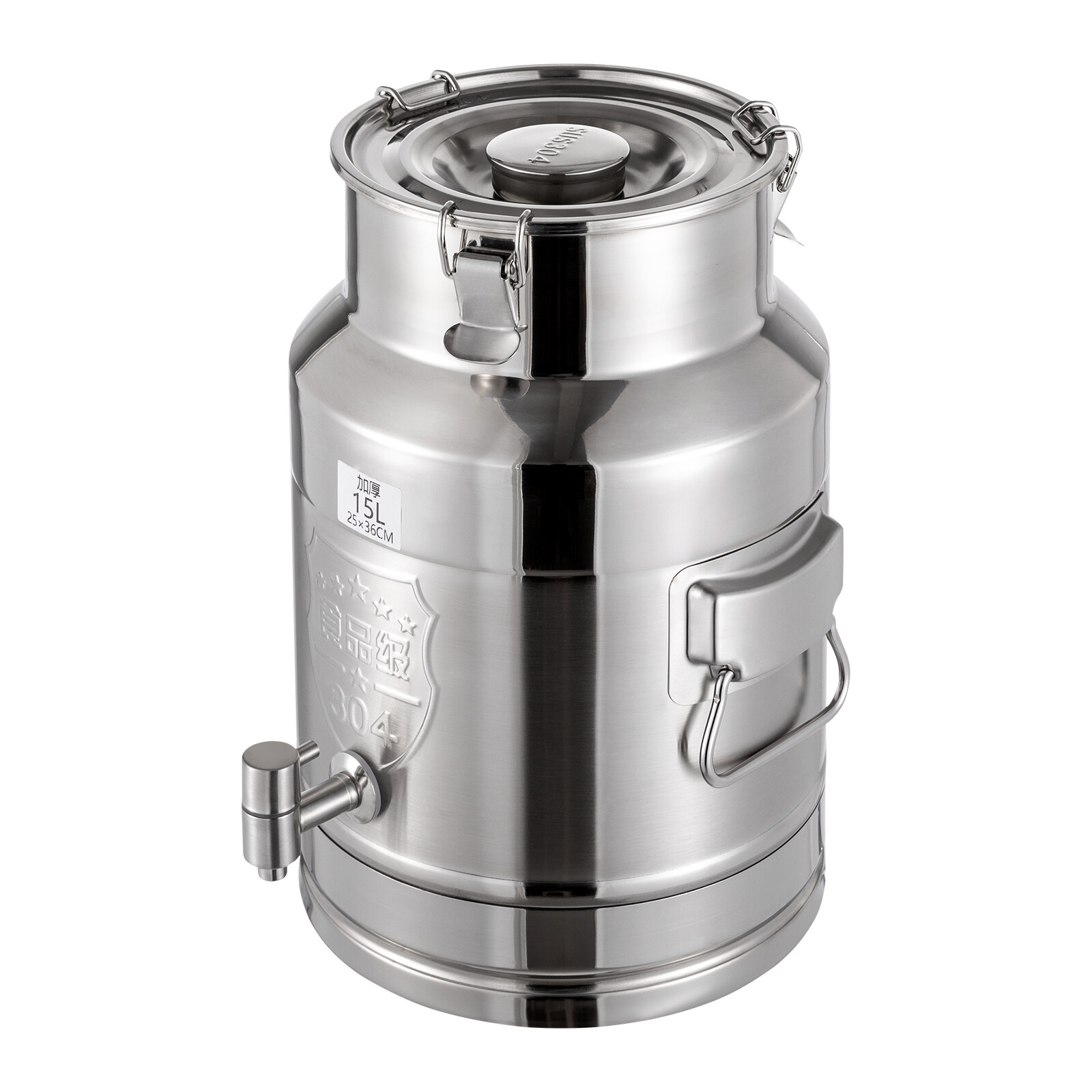 15L/3.96Gal Beverage Dispenser Stainless Steel Milk Can Milk Transport Barrel
