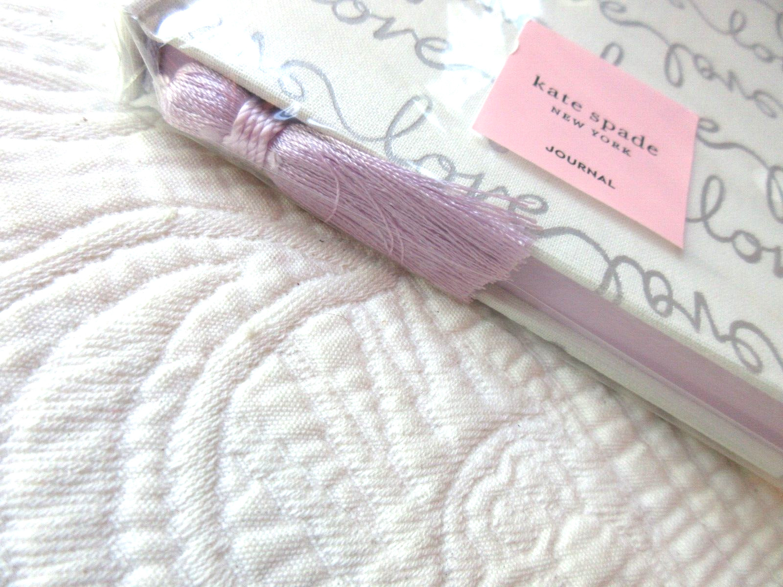 KATE SPADE LOVE BRIDAL JOURNAL TASSEL BOOKMARK 200 LINED PAGES LILAC ON WHITE