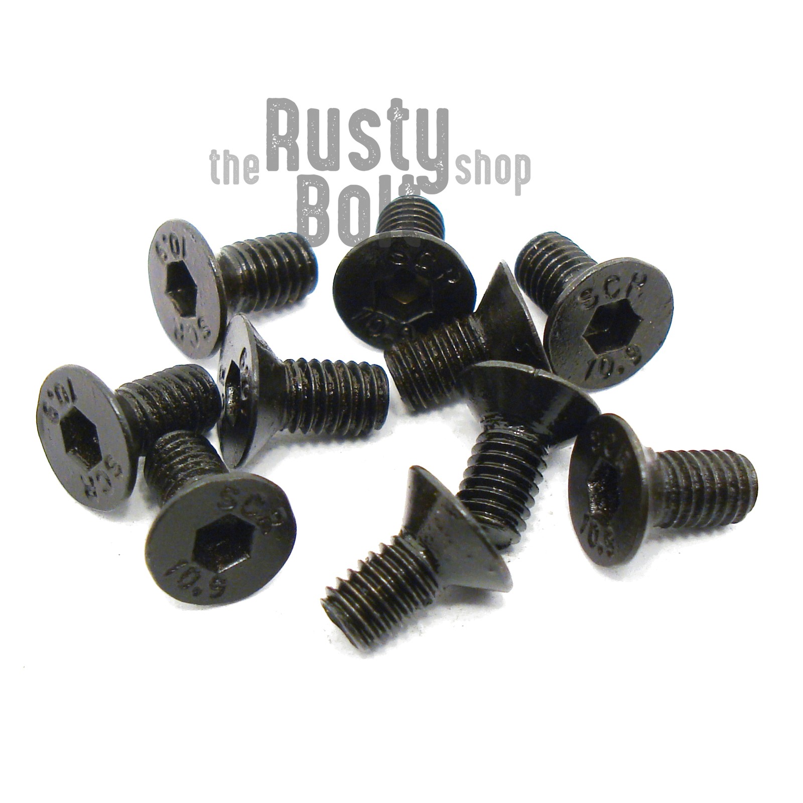 M3 x 6mm, Socket Flat Head Screws, 10.9 Steel, Black Oxide