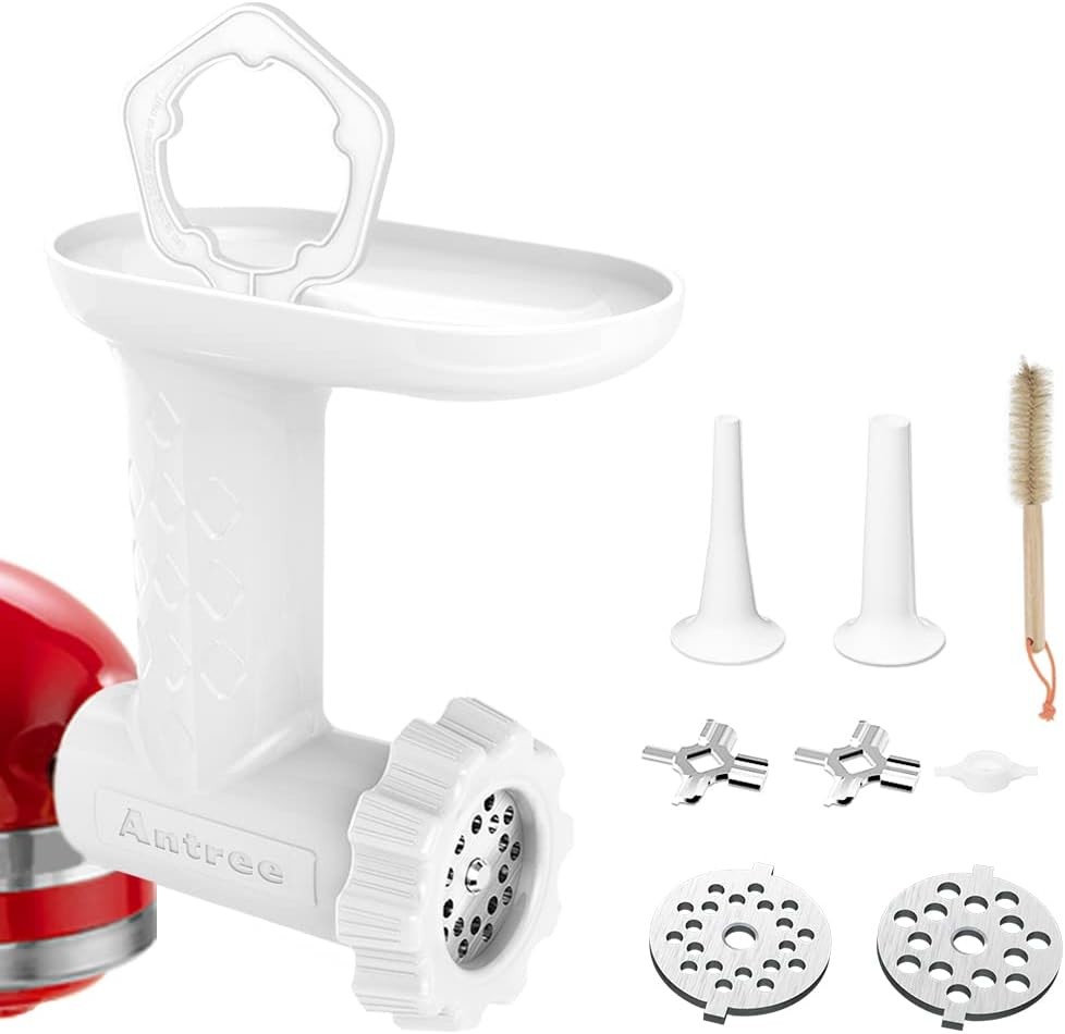 Food Meat Grinder Attachments for KitchenAid Stand 4 x 7 x 7 inches, White