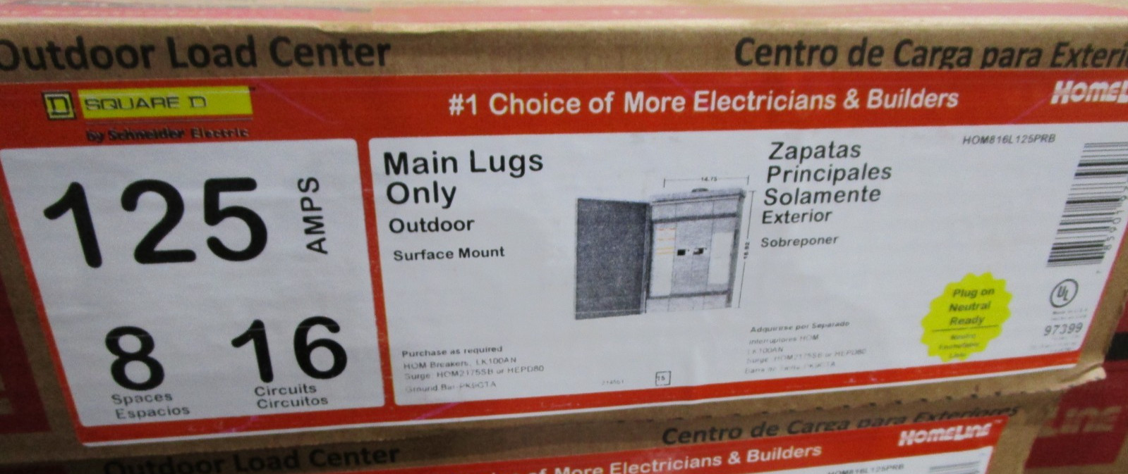 Square D 16-Circuit 125amp 8-space Outdoor Main Lugs Load Center (HOM816L125PRB)