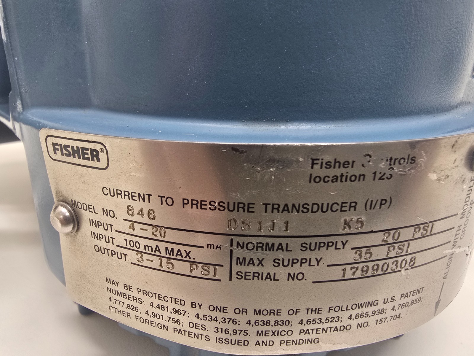 NEW OLD STOCK! FISHER PRESSURE TRANSDUCER 846-DS1J1-K5