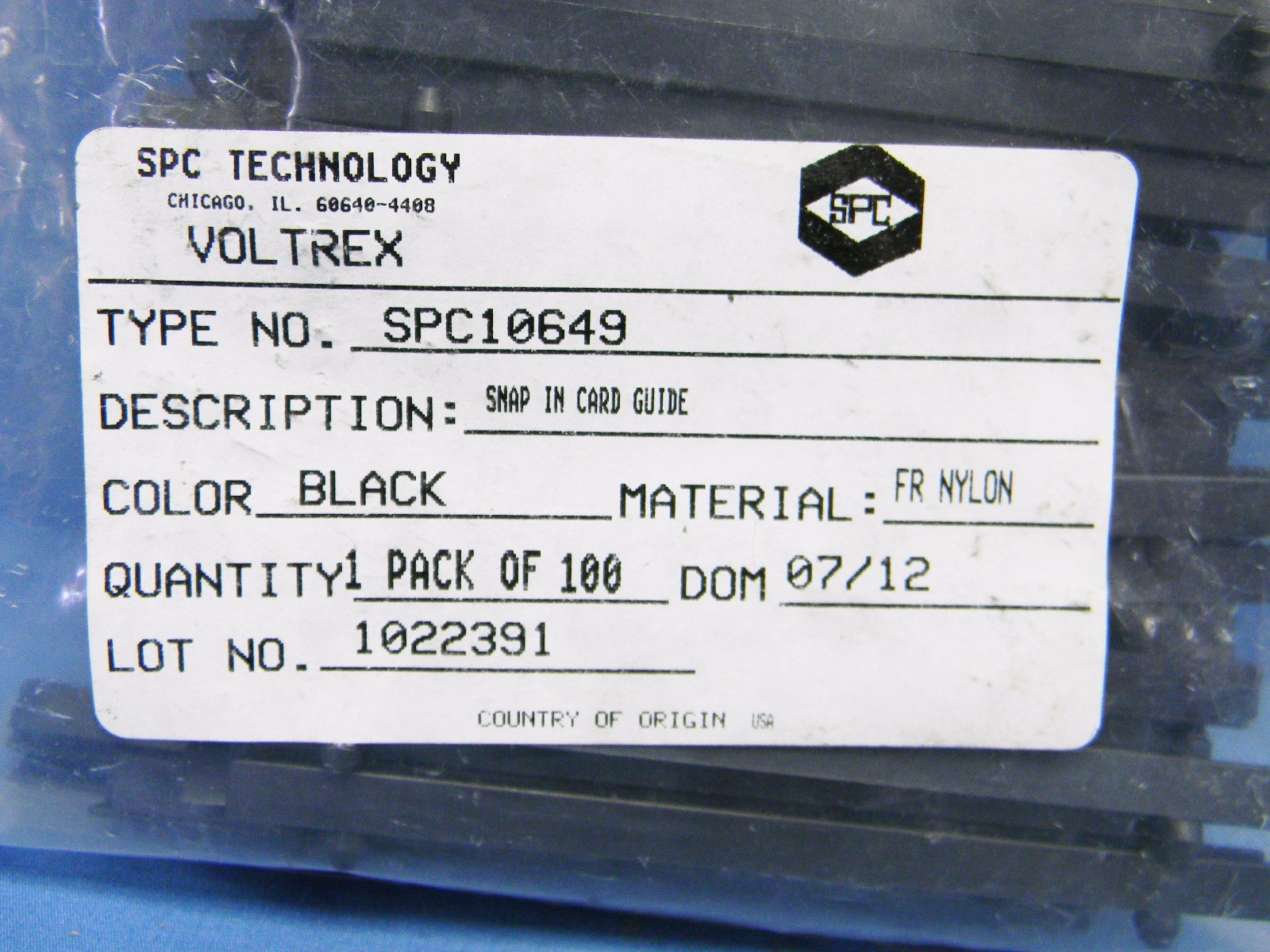100 NEW Voltrex ProPower 4-1/2” Circuit Card Guides SPC10649 Black/Nylon