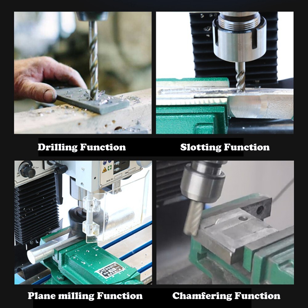 Benchtop Mill/Drill Machine with Grating Ruler Axis X Power Feed 110V R8 1100W