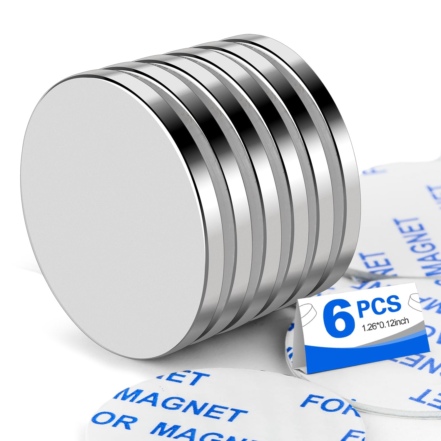 Super Strong Neodymium Disc Magnets with Double-Sided Adhesive, Powerful Permane