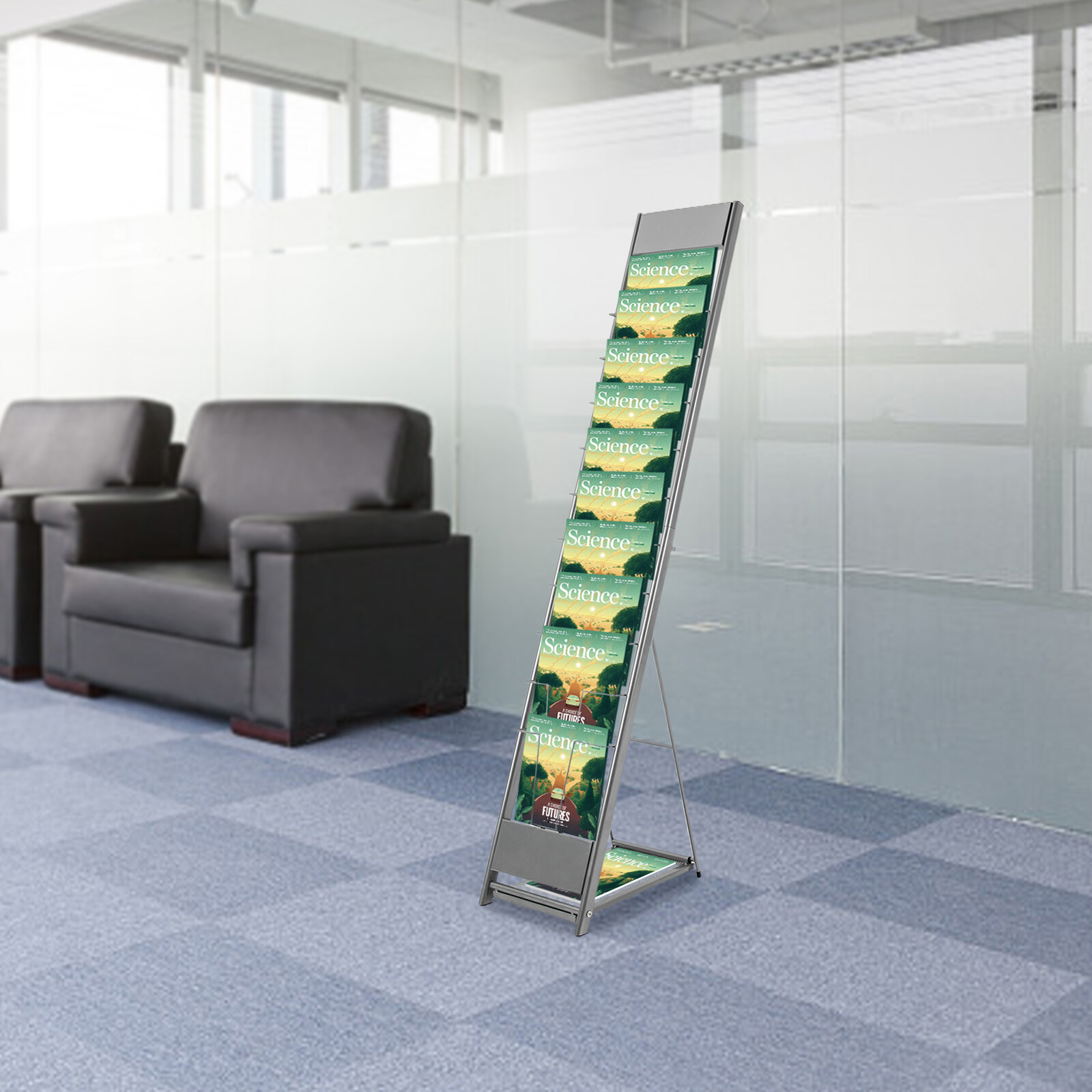 10Tier Floor Standing Literature Rack Brochure Magazine Display Holder Stand