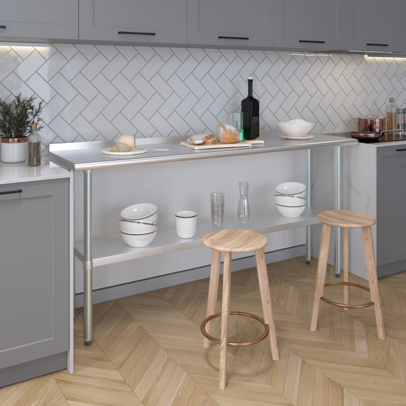 18 in. x 72 in. Stainless Steel Work Table with 1.5 in. Backsplash