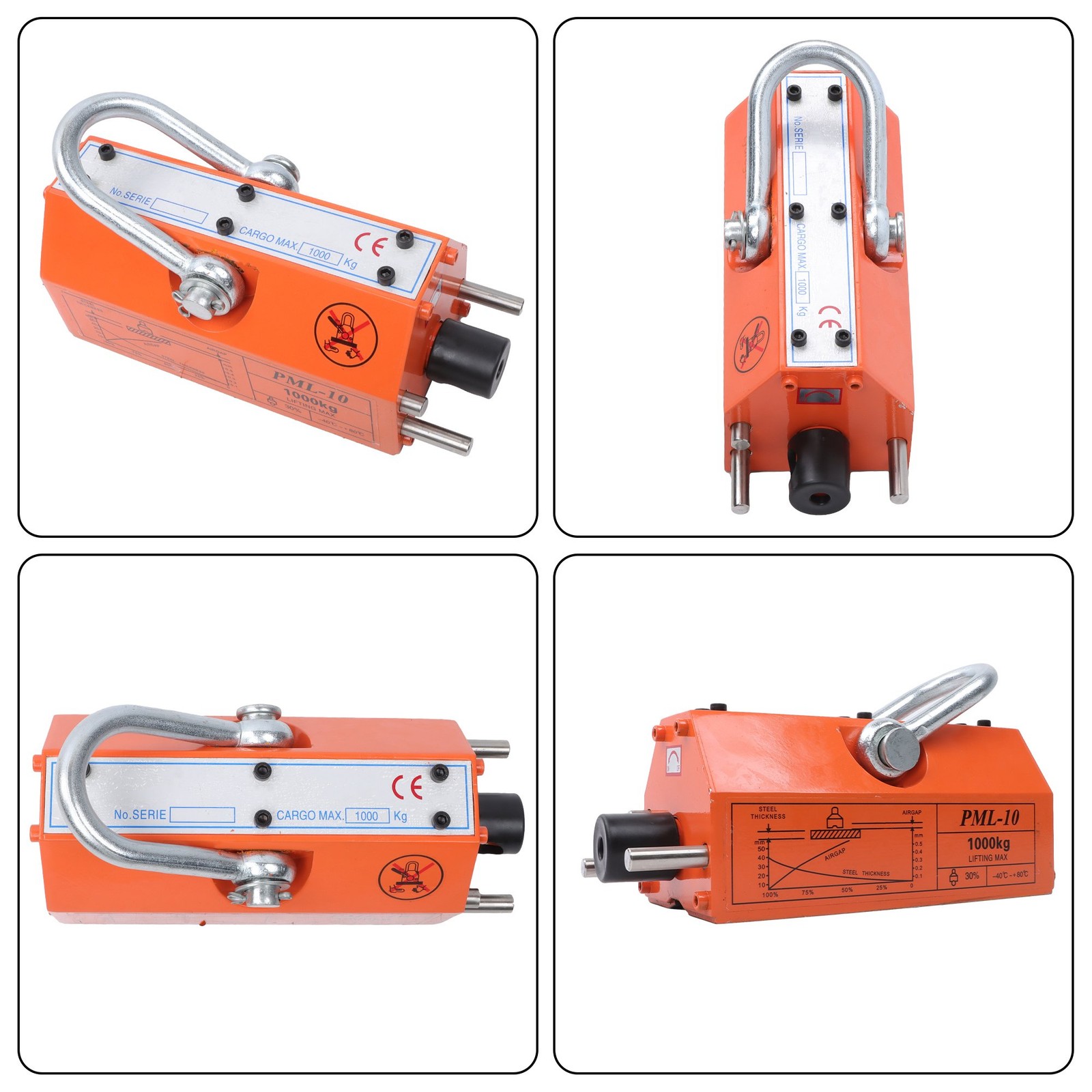 2200Lbs/1000kg Magnetic Lifter Lifting Magnet Neodymium Hoist 2 Safety Factor