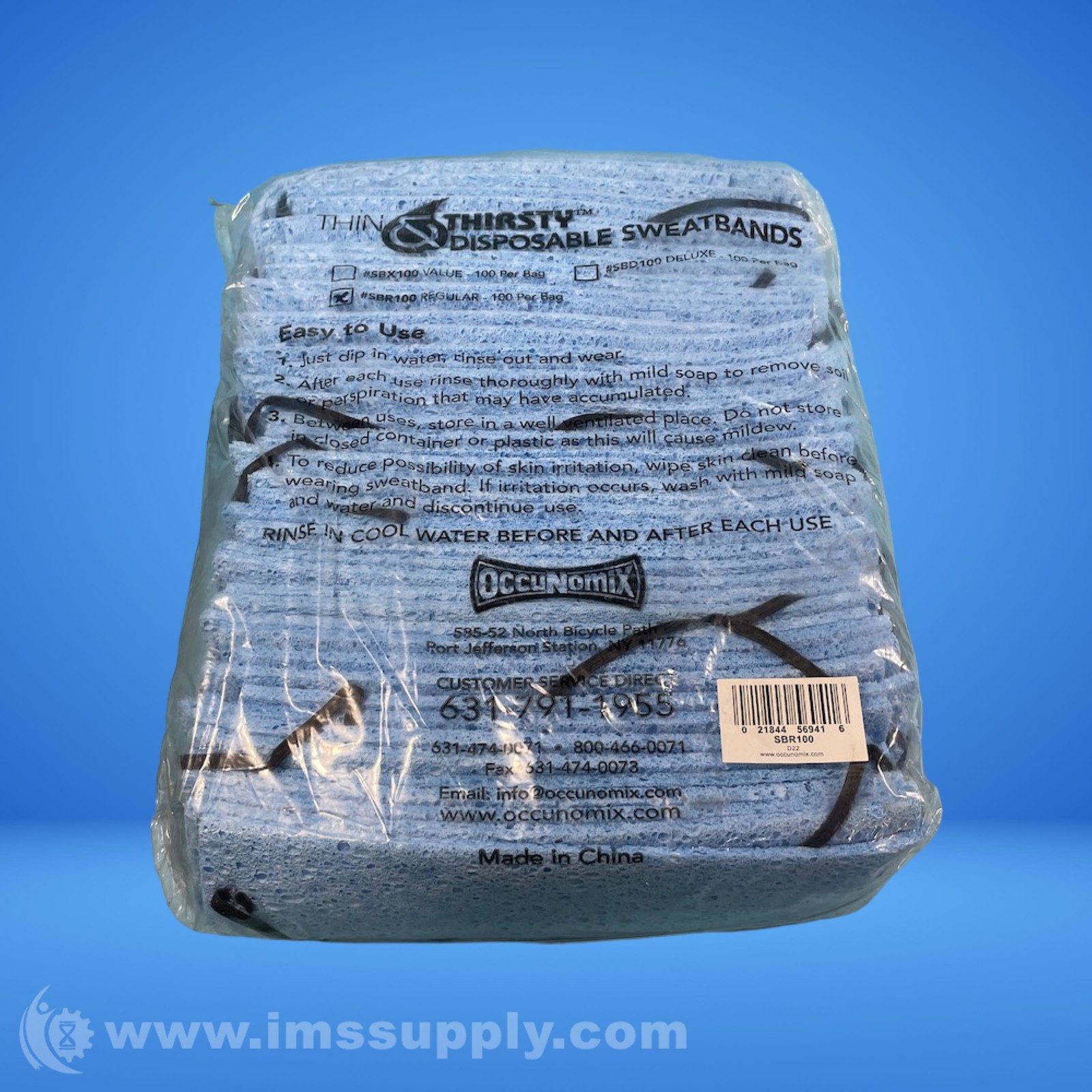 Occunomix SBR100 Bag of 100 Absorbent Cellulose Sweatbands 5816