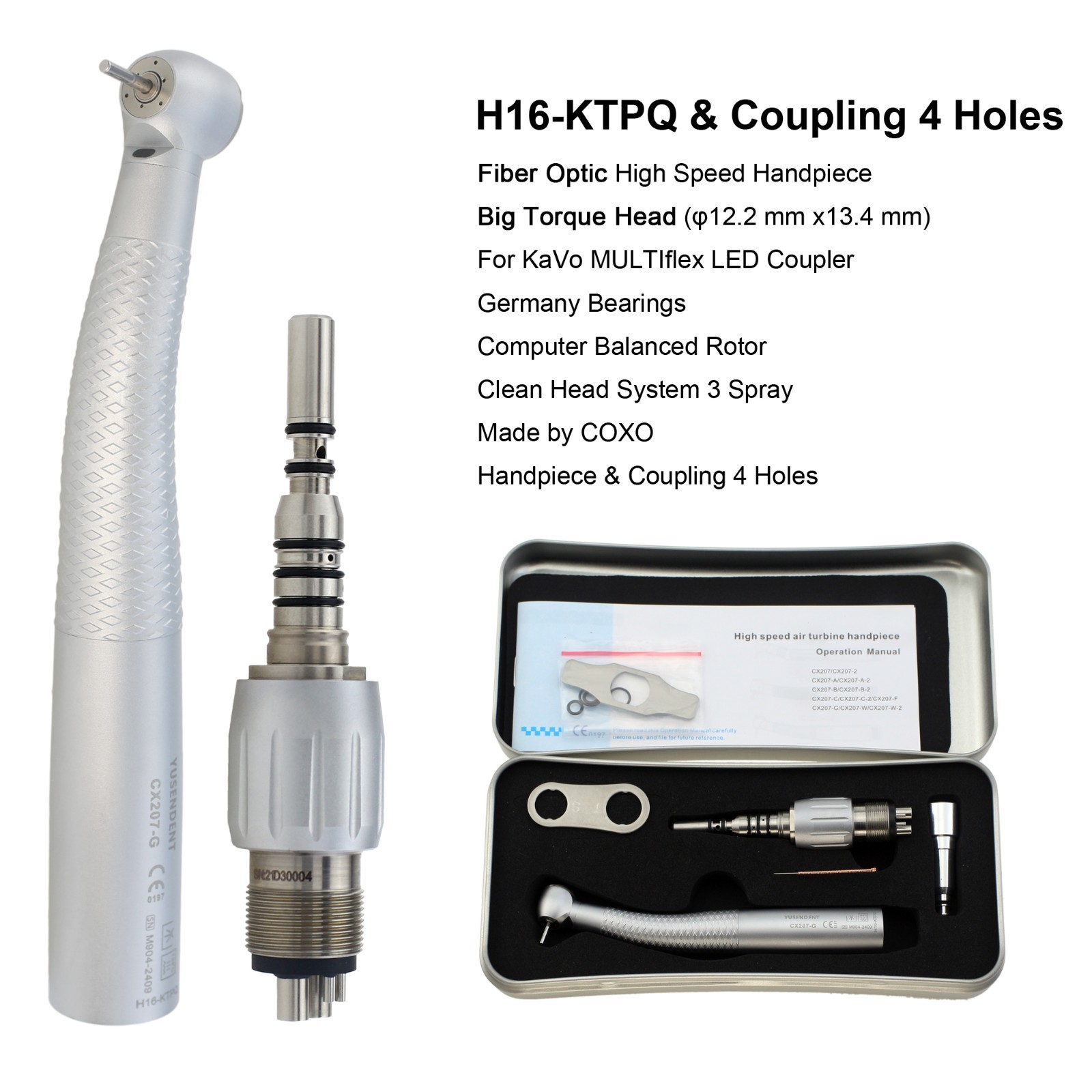 COXO Dental Handpiece High Speed Fiber Optic LED For KaVo MULTIflex NSK Coupler
