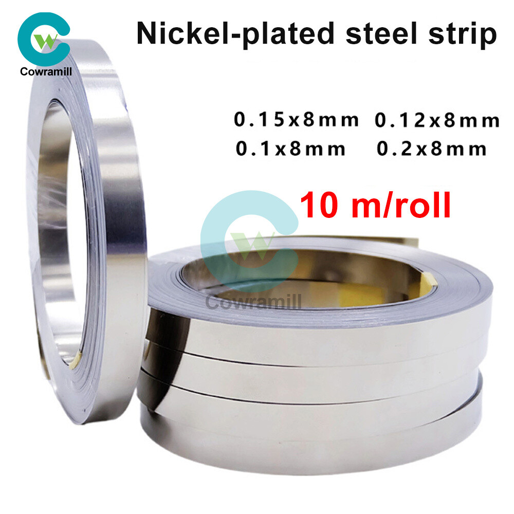 0.1/0.12/0.15/0.2mm*8mm Nickel Strip Tape Sheet for Battery Spot Solder 10m/Roll
