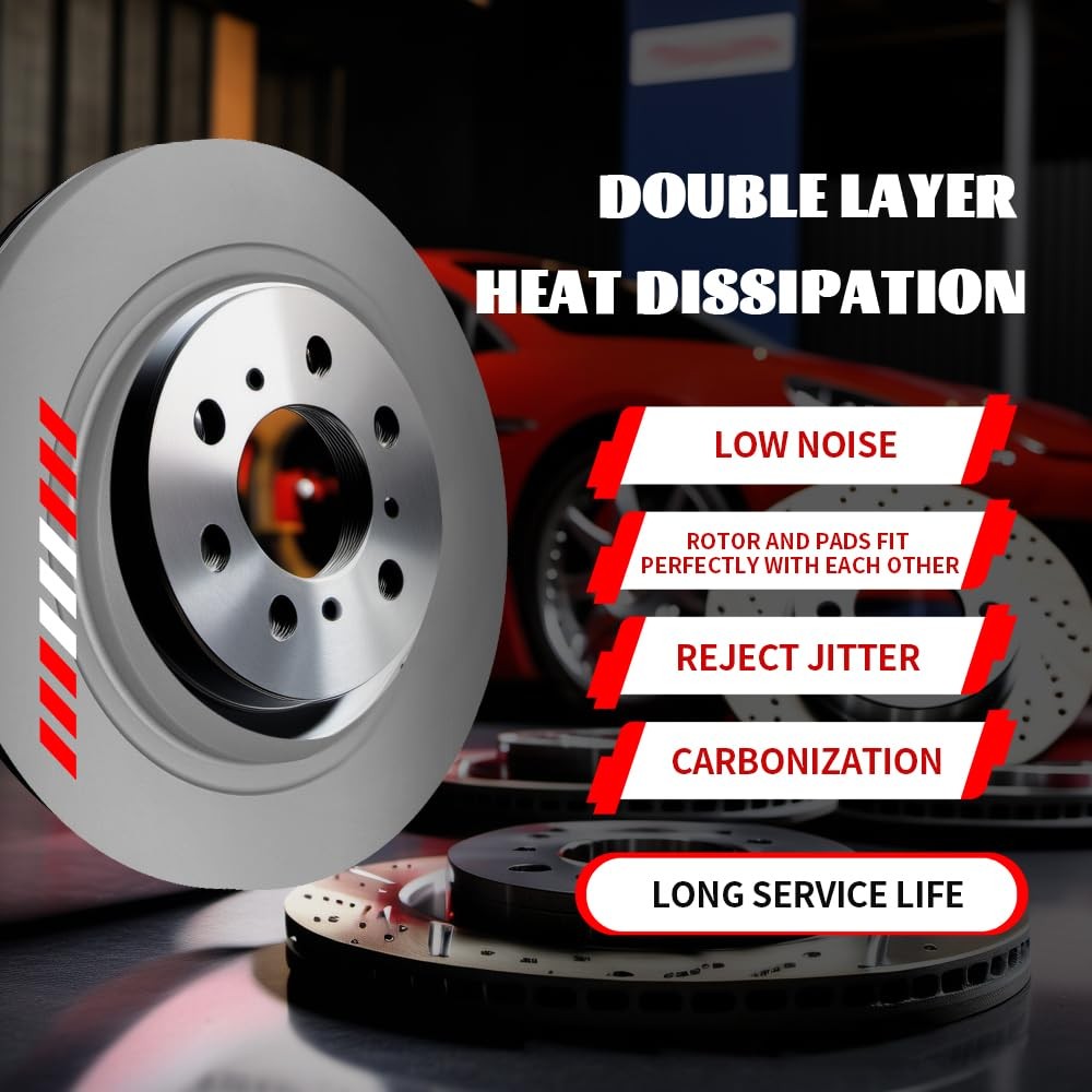 12.2in Rear Brake Rotors Ceramic Pads Kit Fit for Highlander Sienna RX350 RX450h