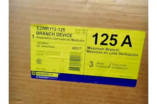Square D EZMR113125 EZ Meter-Pak Branch Unit 125A 120/240V 3 Socket Ringless NEM