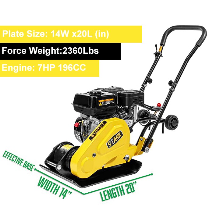 7.0hp Walk-Behind Vibratory Plate Compactor soil Dirt Rammer 212cc EPA Engine