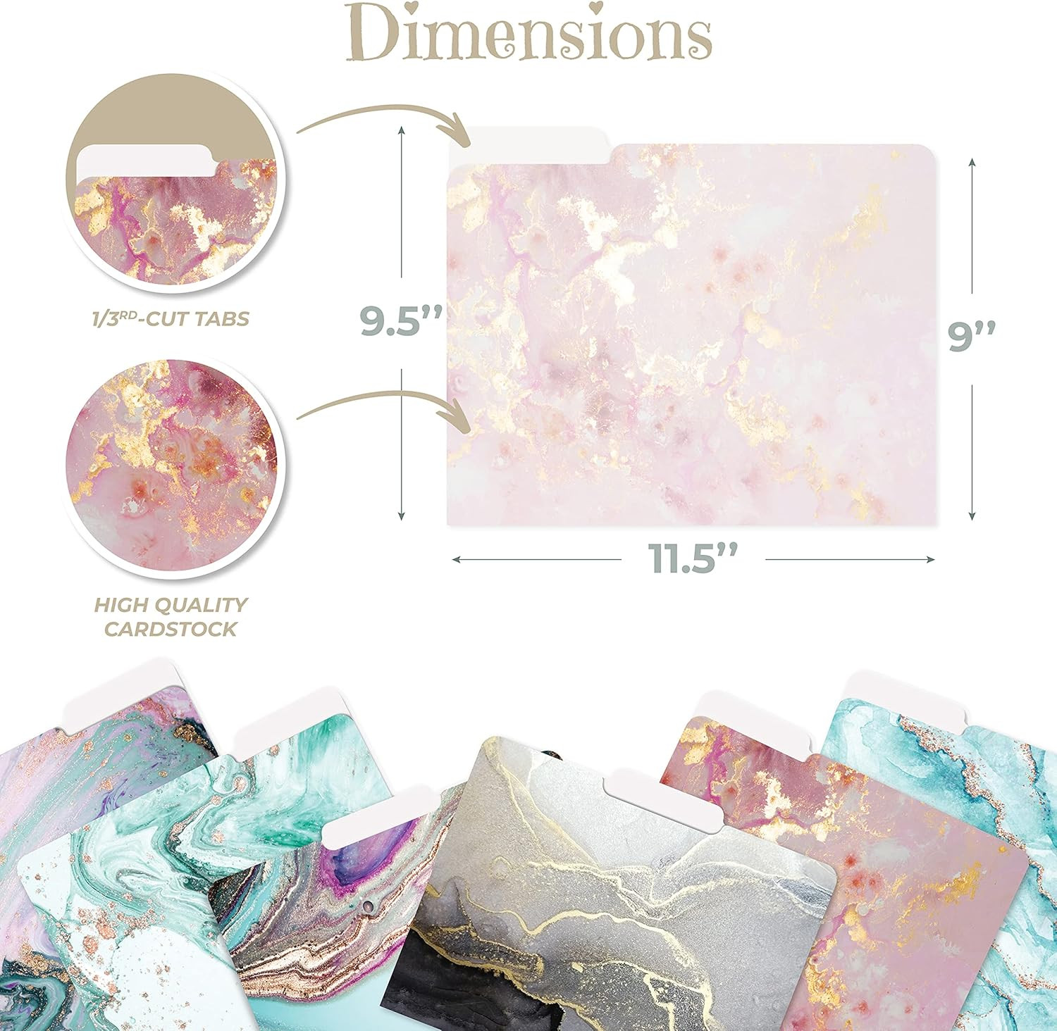 Decorative File Folders, 12 Pack, 6 Designs, Heavyweight, Letter Size (9.5″ x 11