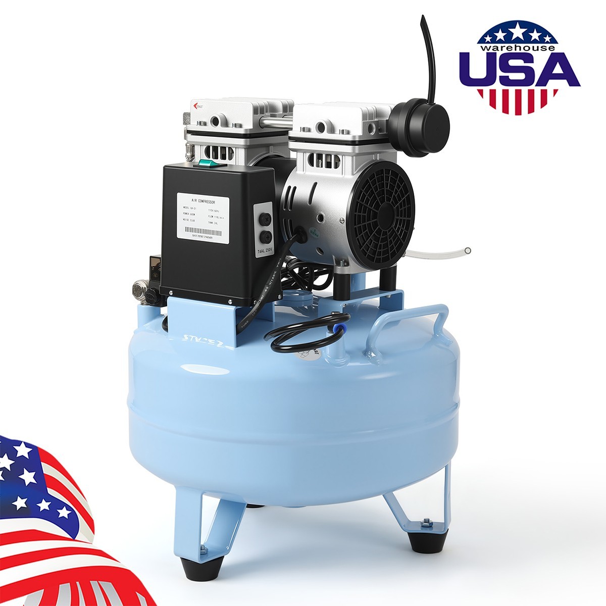 Dental Silent Oil-Free Dental Air Compressor/Dental Turbine Unit 3 Way Syringe