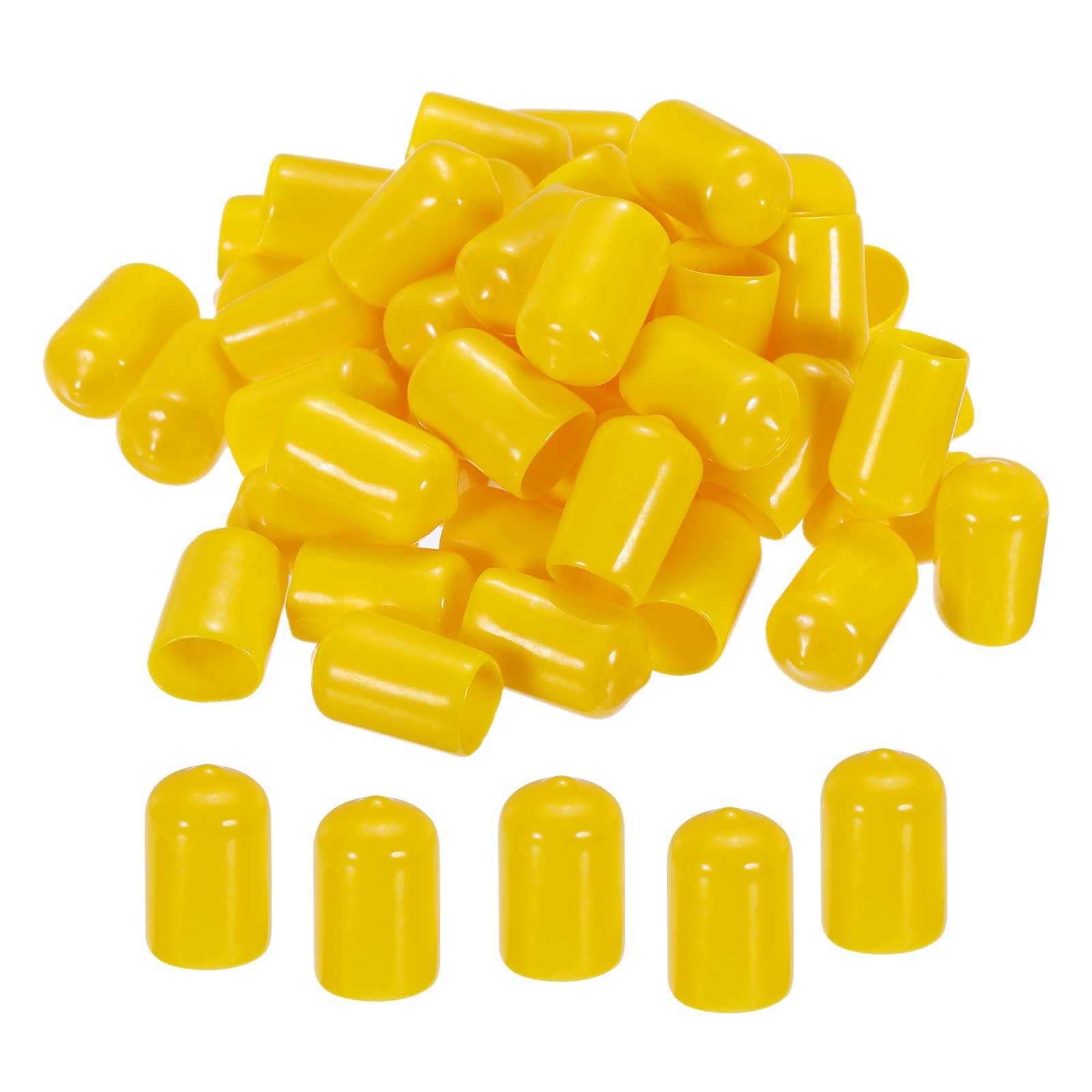 50pcs 1/2″ (12mm) Rubber End Caps Cover PVC Vinyl Screw Thread Protector Yellow