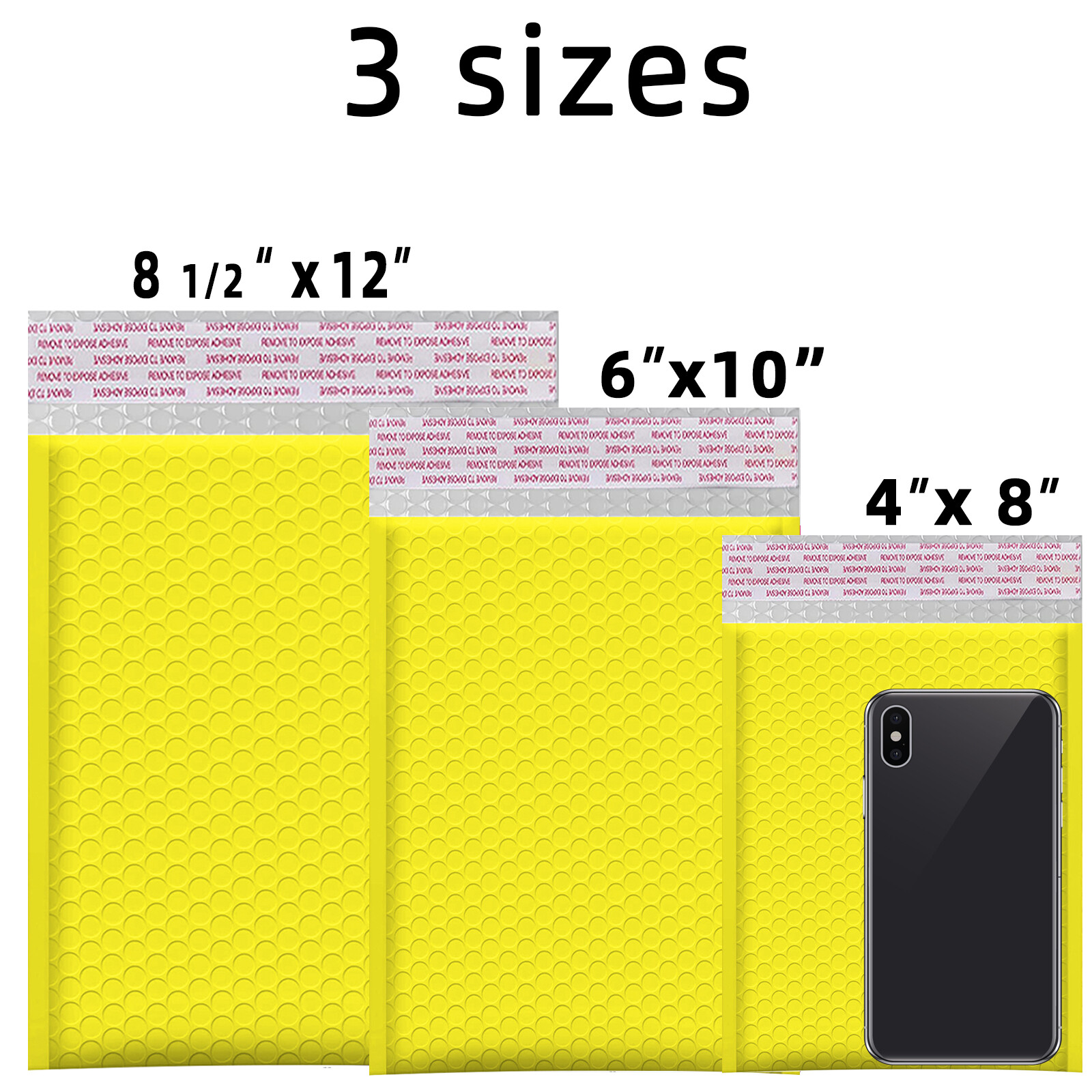#000 4×8 (4×7) Poly Bubble Mailer Padded Envelope Shipping Bag Yellow 5-1000 Pcs