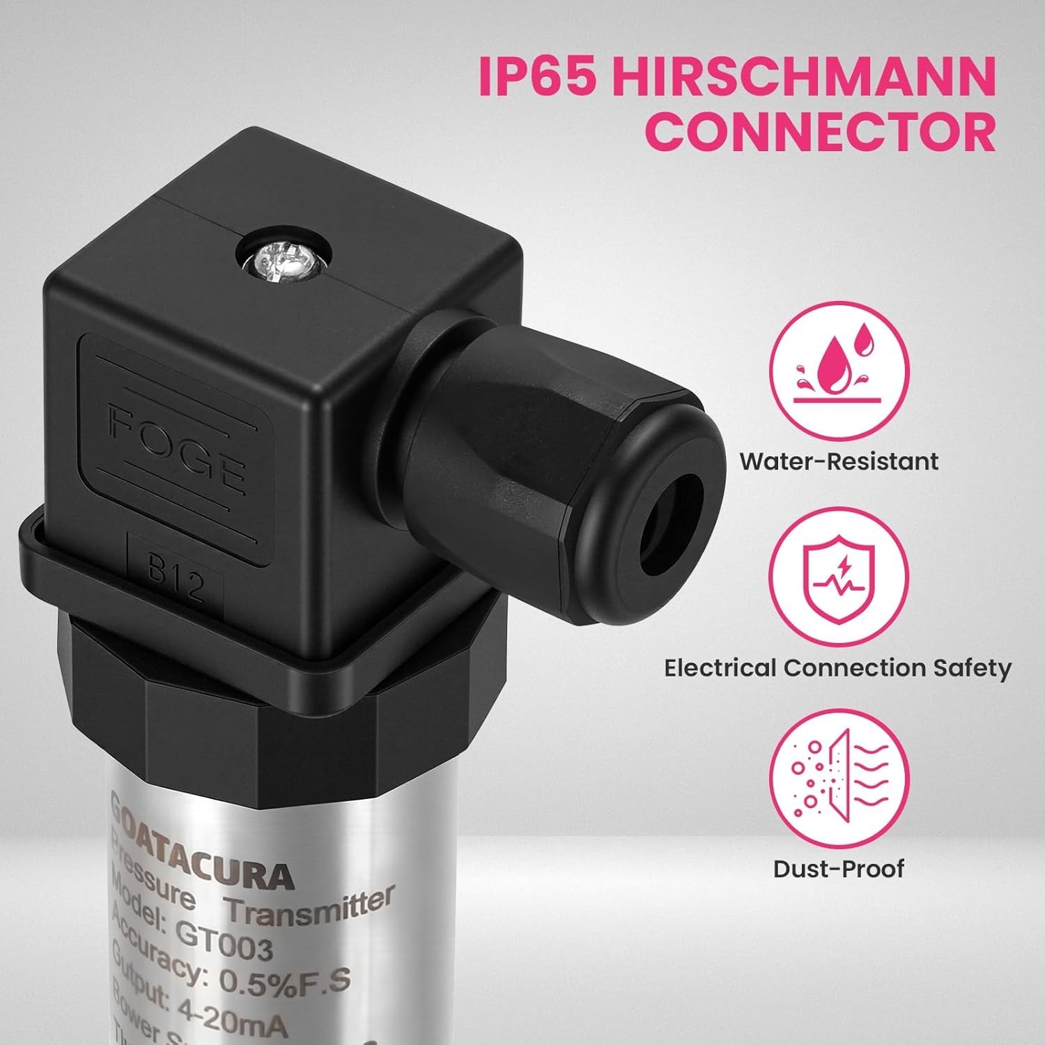 1000PSI Pressure Transmitter, Industrial Pressure Transducer 4-20mA 0.5% FS – 24