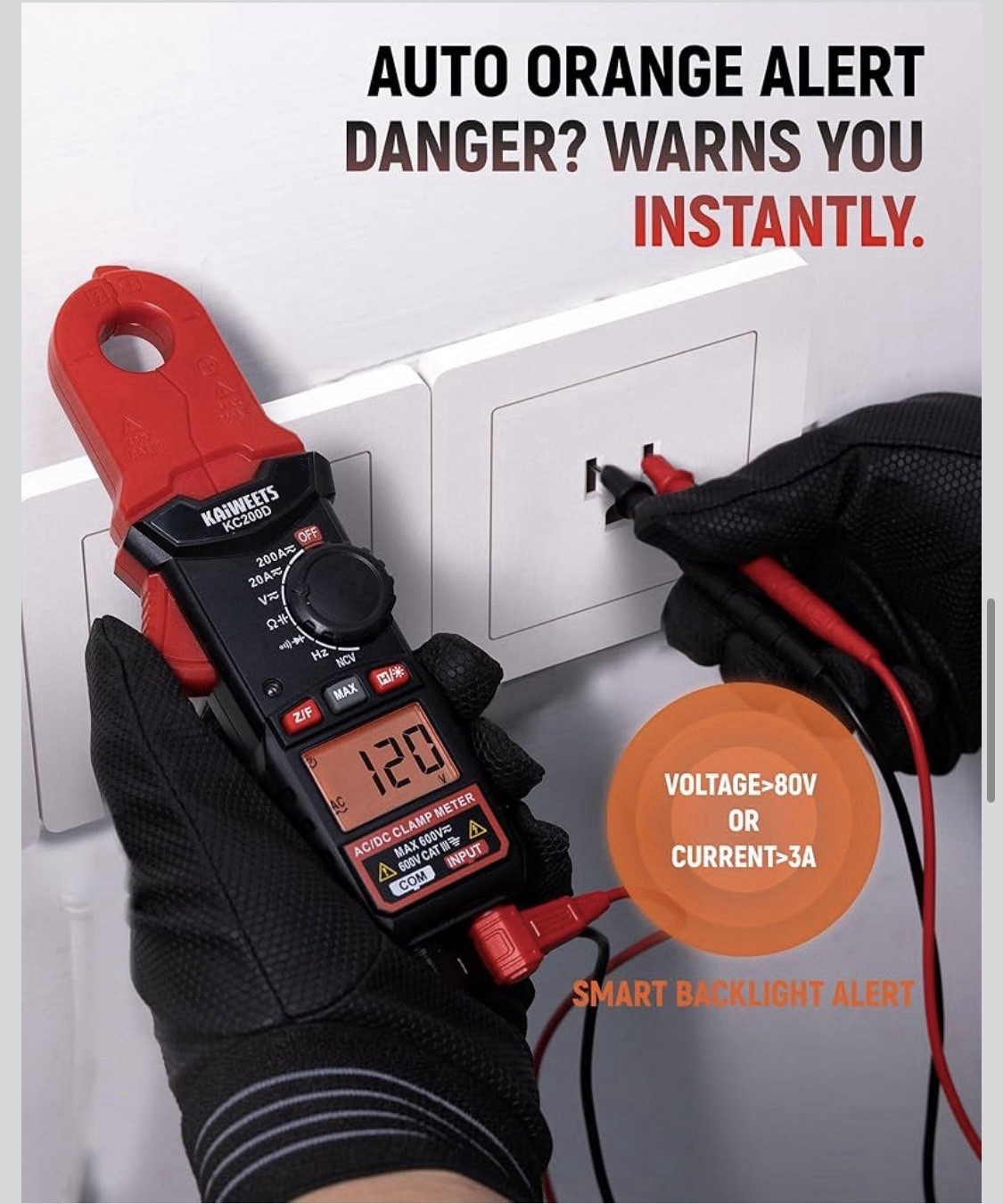 KAIWEETS KC200D 1000A True RMS AC/DC Clamp Meter Multimeter VFD LoZ Inrush NCV