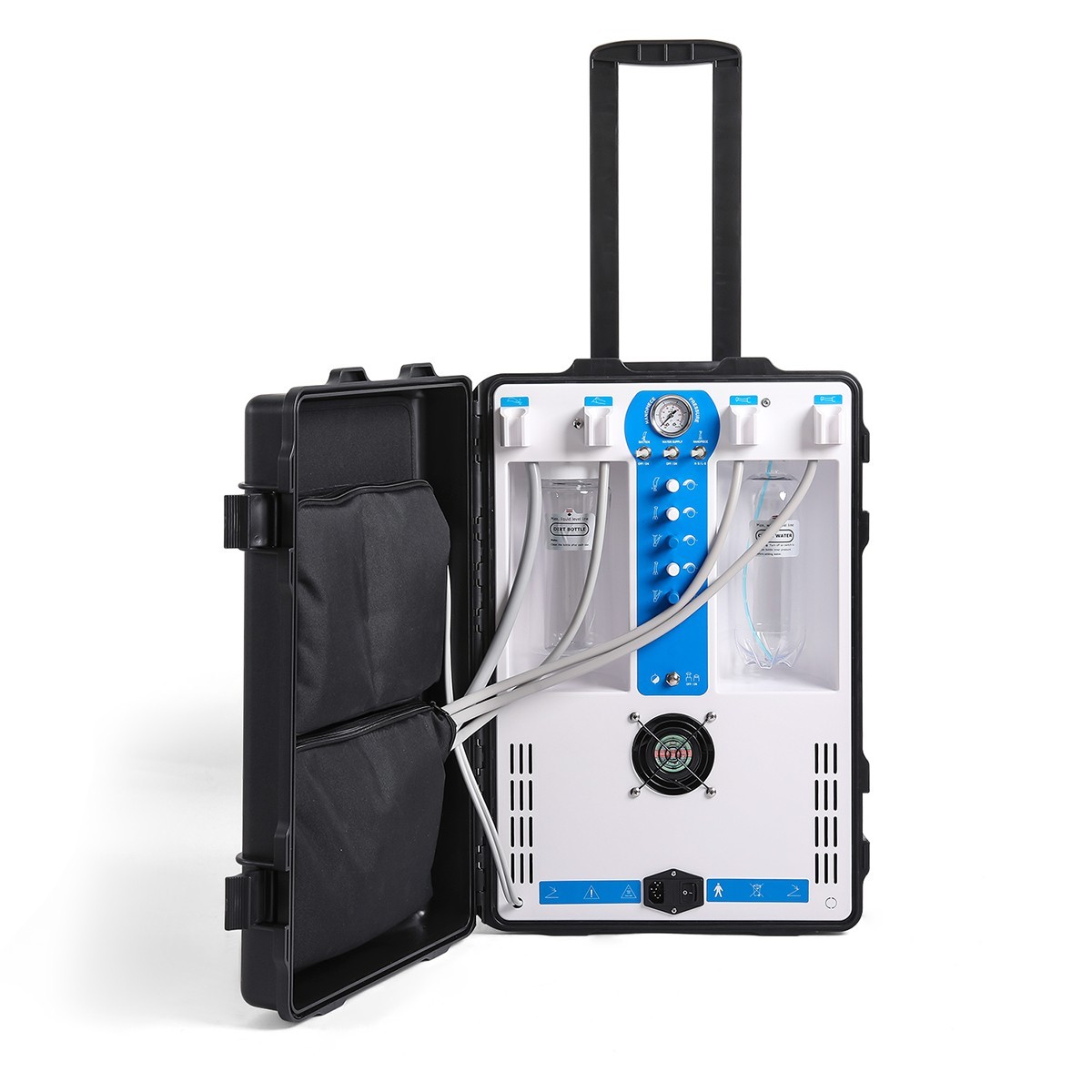 Portable Dental Delivery Unit System 4Hole Air Compressor Suction Case Cart