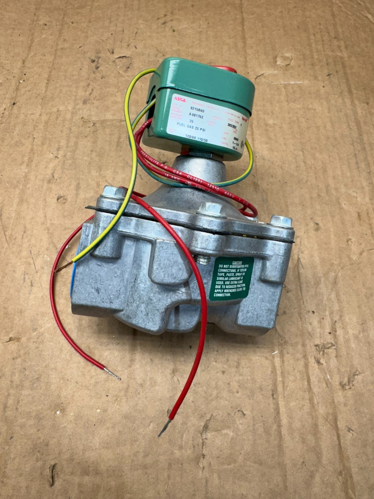 NEW NO BOX ASCO RED HAT 1-1/4″ SOLENOID VALVE 110/120V. NORMALLY CLOSED 8215B060