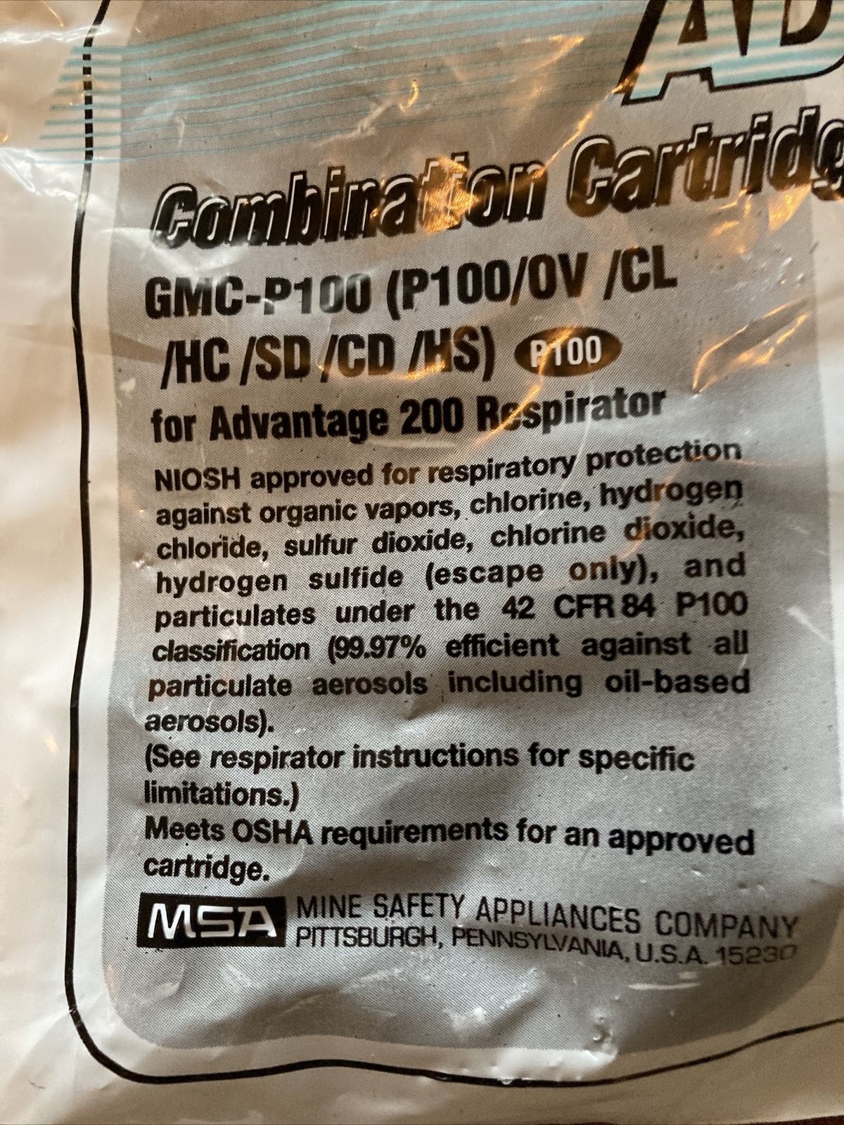MSA Advantage 200 Combination Cartridges GMC-P100 815364 (815140)