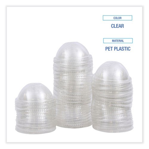 Boardwalk PET Cold Cup Dome Lids, Fits 14-24 oz Cups, 100/Sleeve, 10 Sleeves/CT