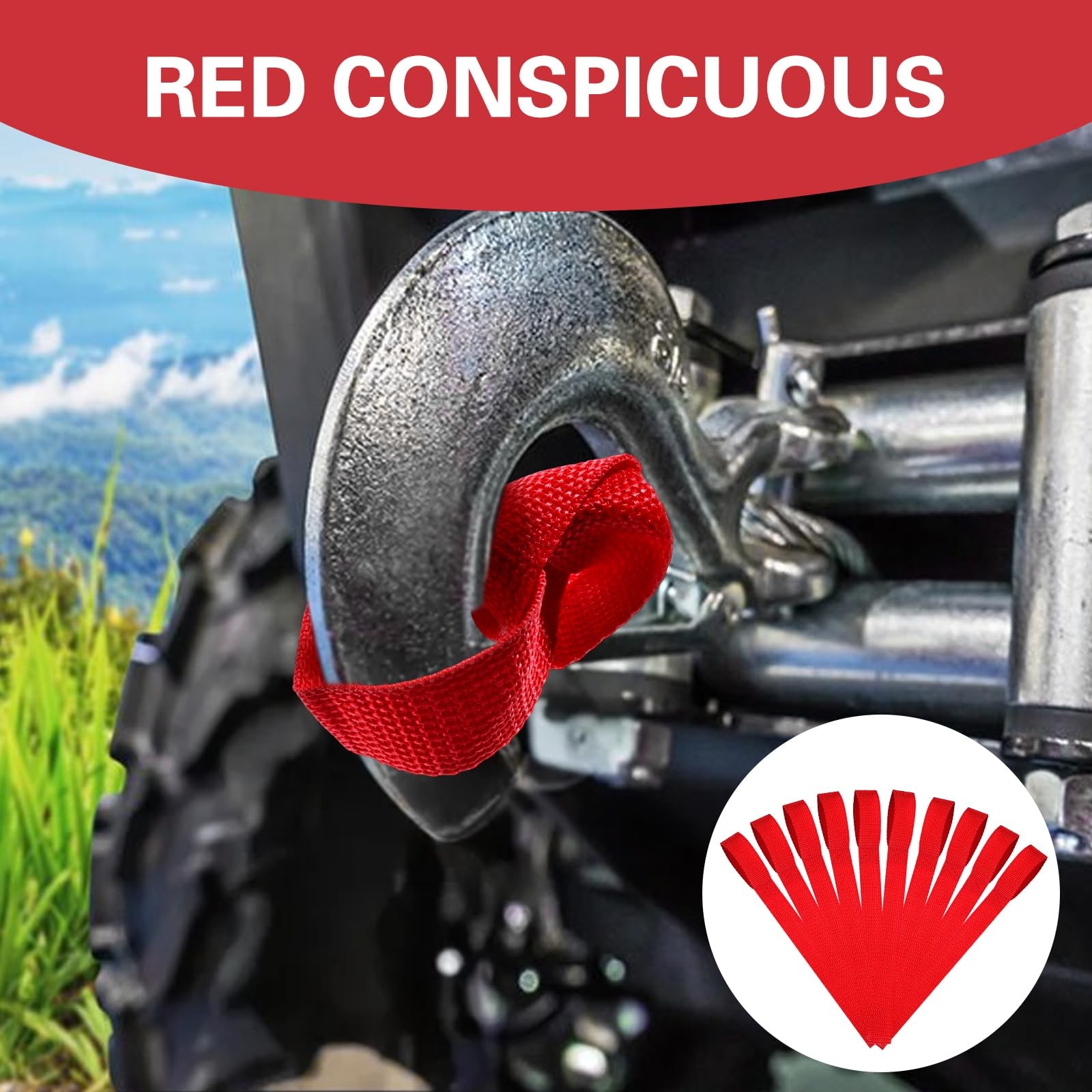 10 Pcs Red Winch Hook Pull Straps 11 Inch Nylon Strap 1 Inch Wide Tow Handle