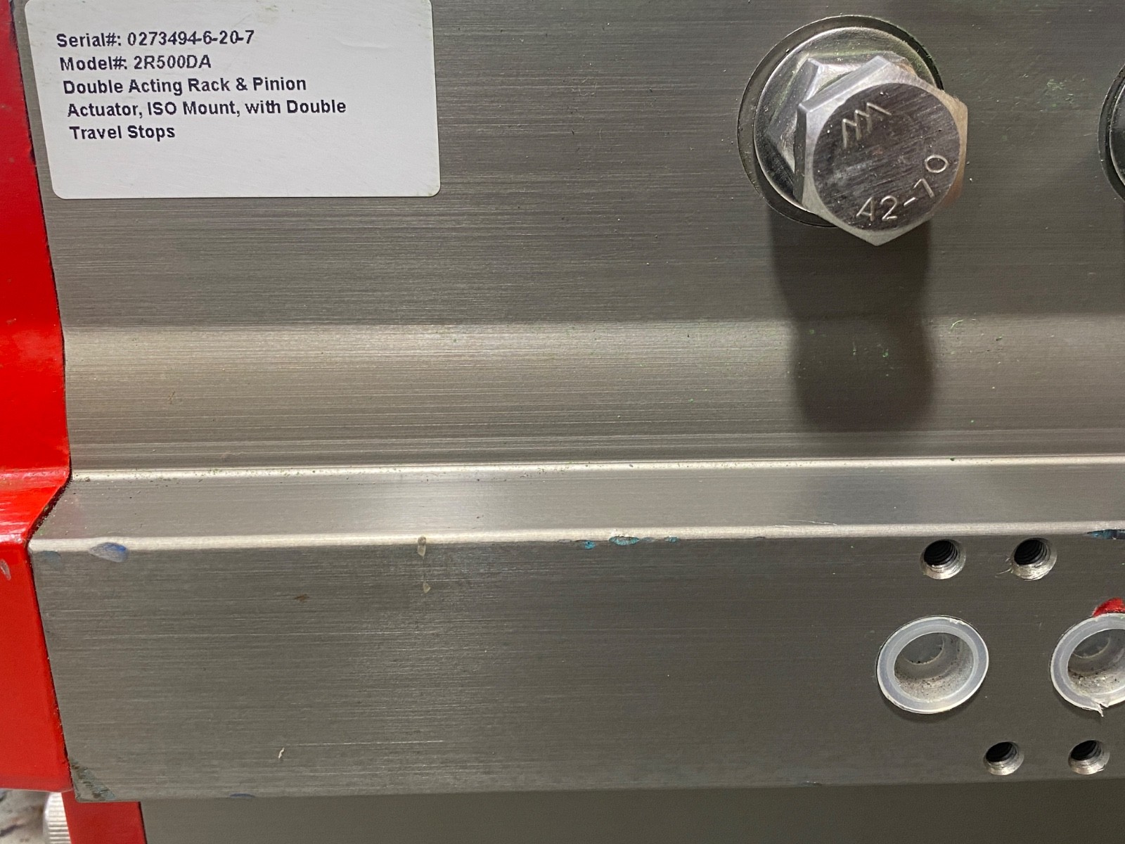 Triac controls 2R500DA Double Acting Rack + Pinion Actuator, 0273494-6-20-7