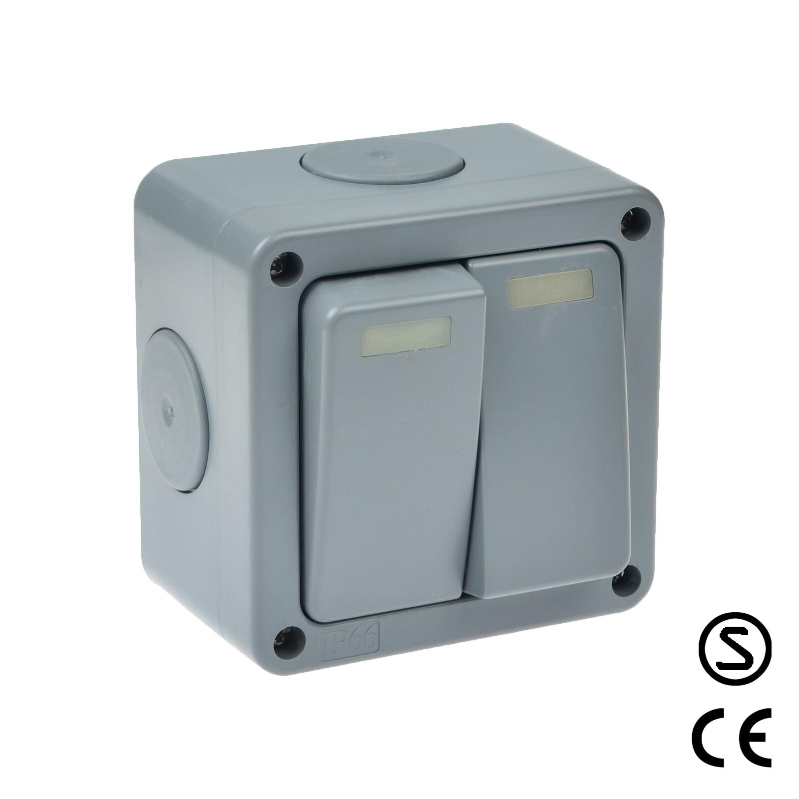 Outside Light Switch 2 Gang 2 Way Outdoor Weatherproof Waterproof Switch IP66