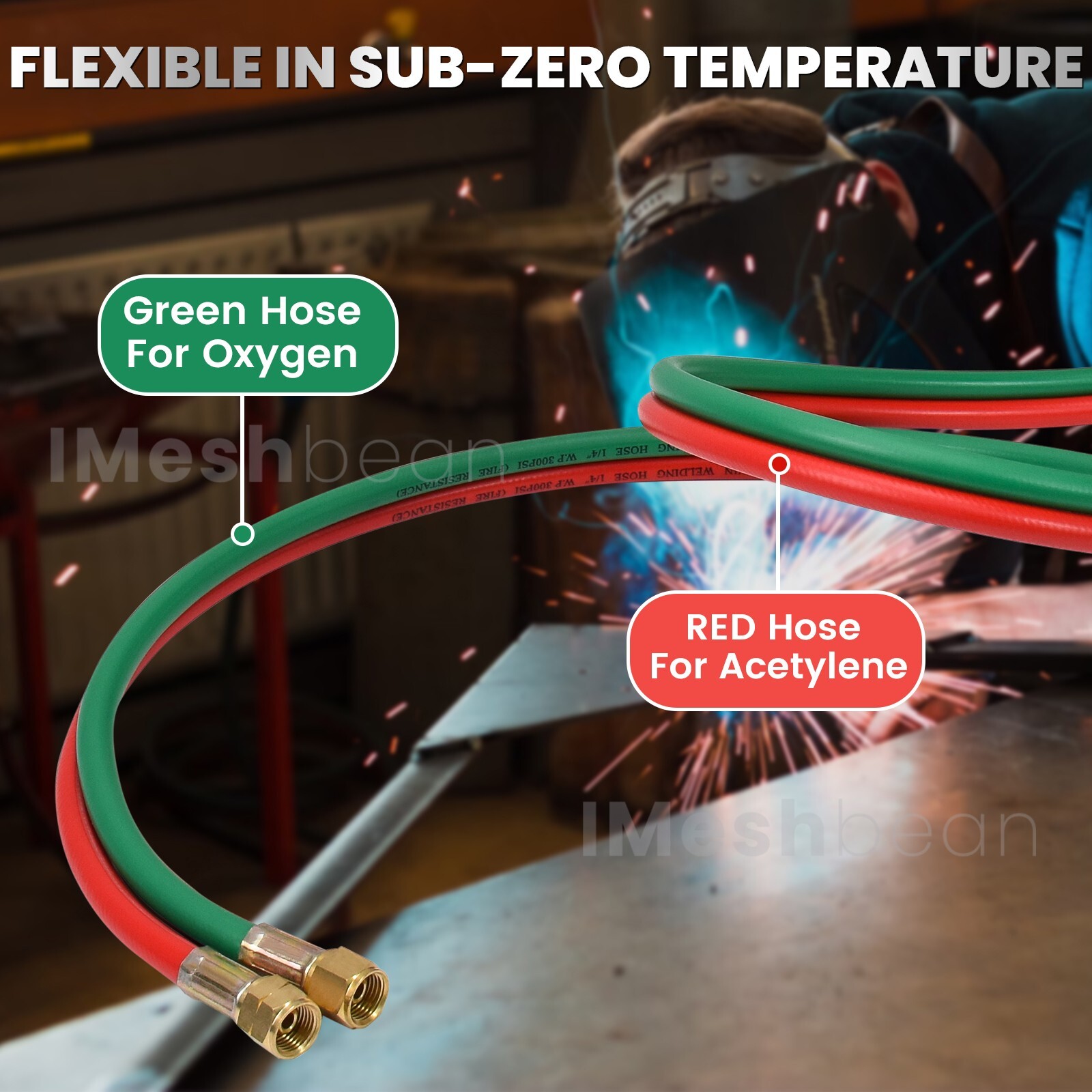 25FT Oxygen Acetylene Hose 1/4 Inch Twin Welding Hose Cutting Torch Hoses US