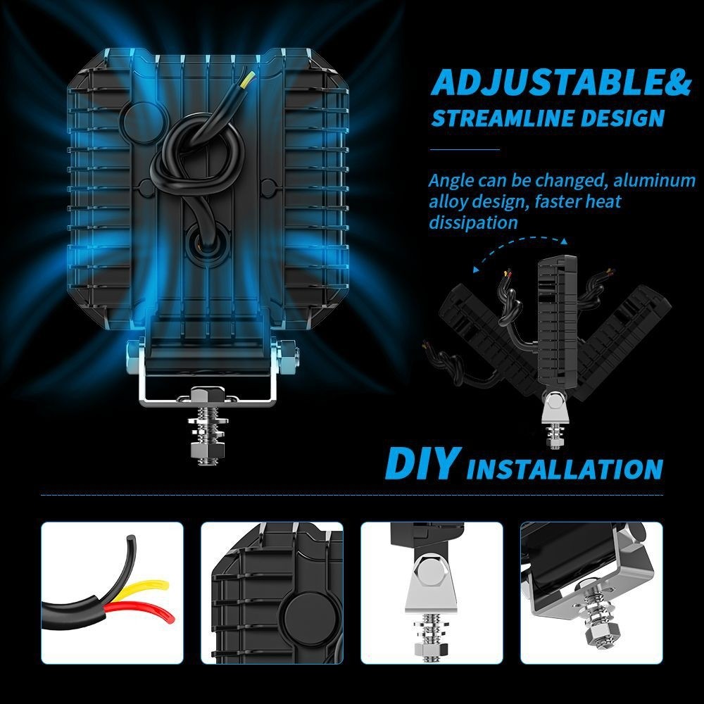 2X Square 4.3» in LED Work Light Headights Fit John Deere Kubota Kubota Tractor
