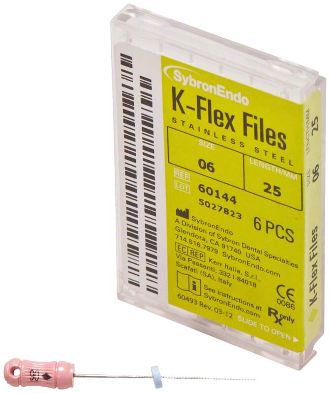 Kerr Sybron Endo Dental 25mm Stainless Steel K-FLEX file 6-file per box all size