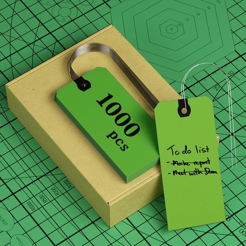 INNOVART Green Shipping Tags 5 3/4″ x 2 7/8″, Double Wired Paper Tags with Re…