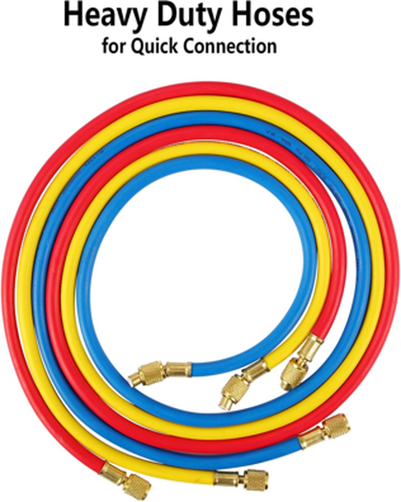 3 Piece AC Manifold Gauge Hose Kit for R134A R404A R12 R502 with 1/4 Inch