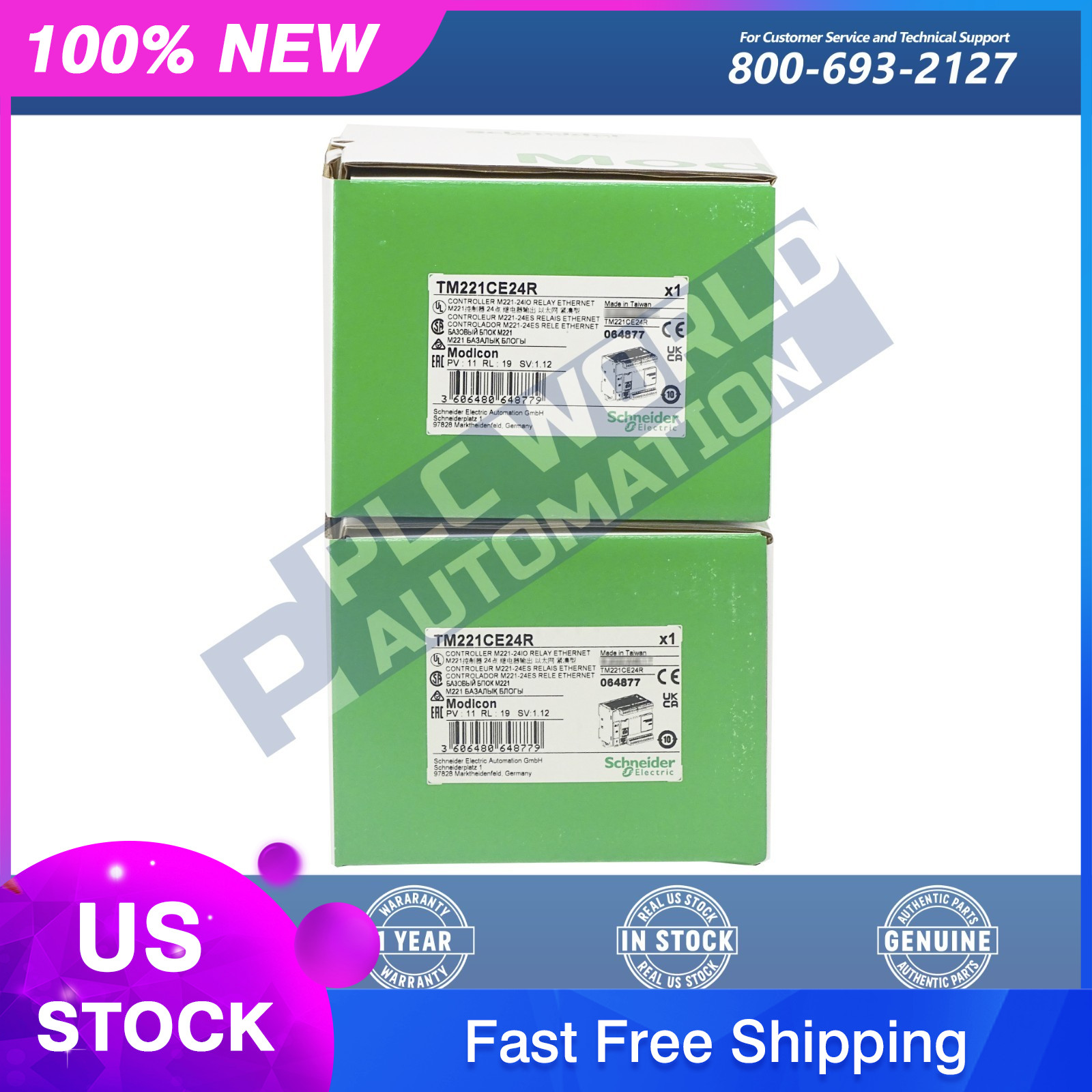 Schneider TM221CE24R Modicon M221 Logic Controller, 24 I/O, Ethernet, Brand New
