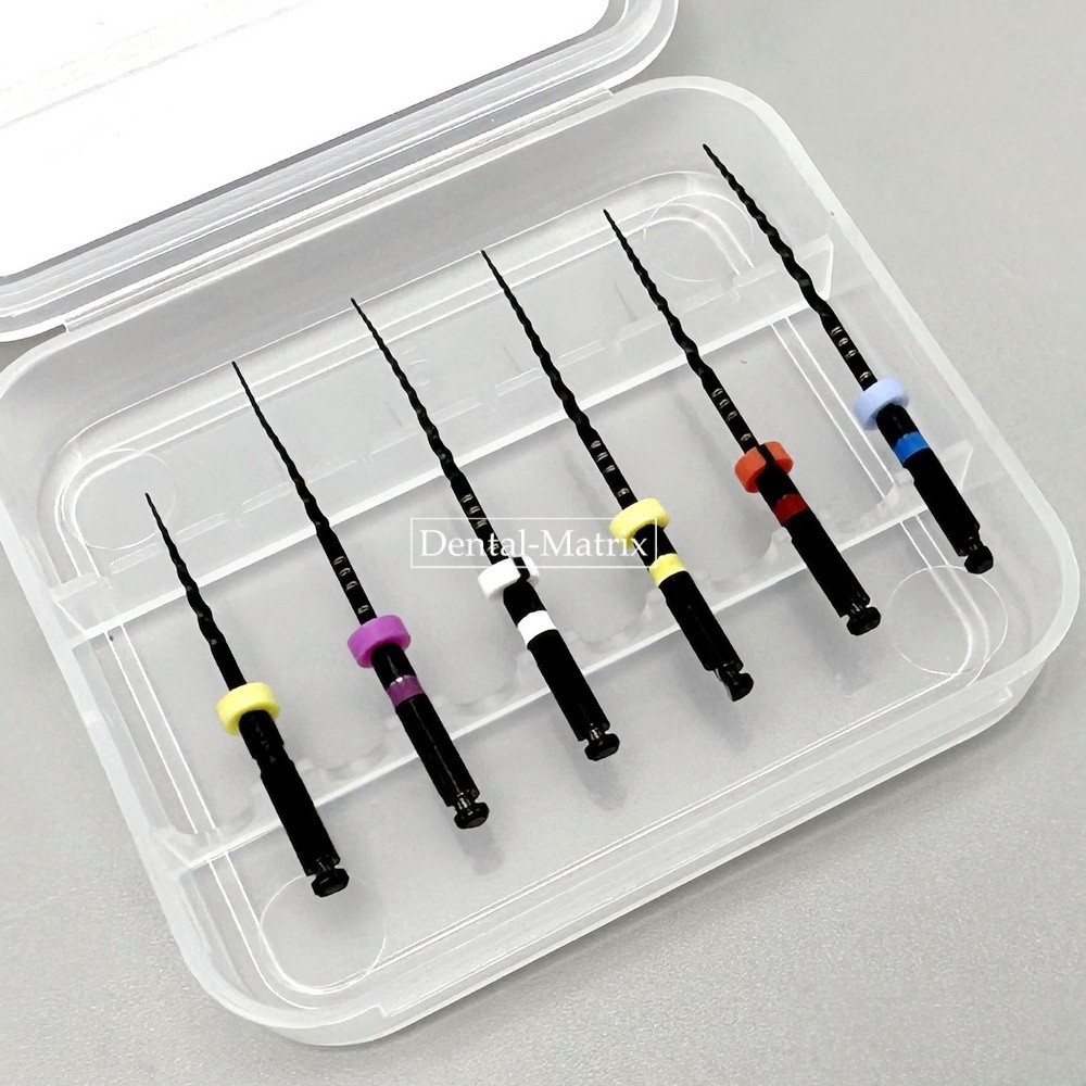 6pcs Dental Nickel Titanium Heat Activated Root Files Black Rotary Files 25mm
