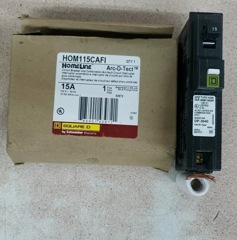 2 x SQUARE D HOMELINE HOM115CAFIC HOM115CAFI AFCI 1 POLE BREAKER 15A NEW